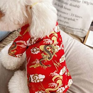 zhengbo Pet Clothes Chinese New Year Dog Tang Suit for Dogs Cheongsam Winter Dog Coat Jacket Spring Festival Pet Clothing Dogs Costume (Color : Red 1, Size : XXL)