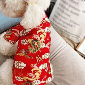 zhengbo Pet Clothes Chinese New Year Dog Tang Suit for Dogs Cheongsam Winter Dog Coat Jacket Spring Festival Pet Clothing Dogs Costume (Color : Red 1, Size : XXL)