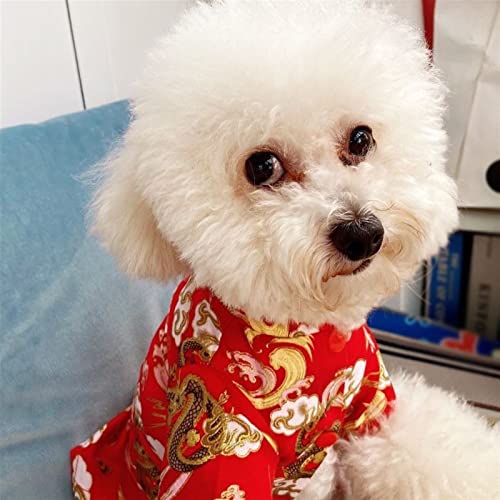 zhengbo Pet Clothes Chinese New Year Dog Tang Suit for Dogs Cheongsam Winter Dog Coat Jacket Spring Festival Pet Clothing Dogs Costume (Color : Red 1, Size : XXL)