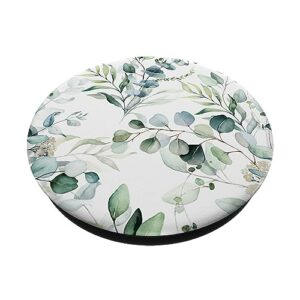 Eucalyptus navy blossom watercolor floral branches leaves PopSockets Standard PopGrip