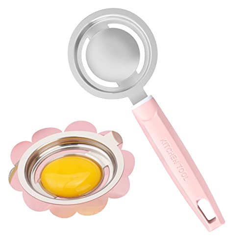 FYY Egg Separator Tool,Egg Yolk Separator,Food Grade Stainless Steel Egg White Separator Egg Yolk White Filter Kitchen Cooking Baking Tools for Baking Cake, Egg Custards, Mayonnaise and More-Pink