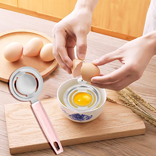 FYY Egg Separator Tool,Egg Yolk Separator,Food Grade Stainless Steel Egg White Separator Egg Yolk White Filter Kitchen Cooking Baking Tools for Baking Cake, Egg Custards, Mayonnaise and More-Pink