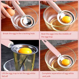 FYY Egg Separator Tool,Egg Yolk Separator,Food Grade Stainless Steel Egg White Separator Egg Yolk White Filter Kitchen Cooking Baking Tools for Baking Cake, Egg Custards, Mayonnaise and More-Pink