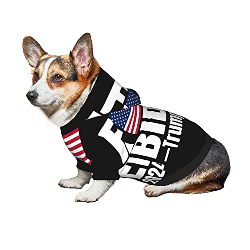 HIFENli Fuck Biden American Flag Trump 2024 Pets Hoodies Dog Apparel Warm Dog Apparel Dog Coat