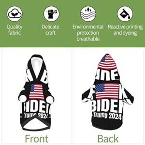 HIFENli Fuck Biden American Flag Trump 2024 Pets Hoodies Dog Apparel Warm Dog Apparel Dog Coat