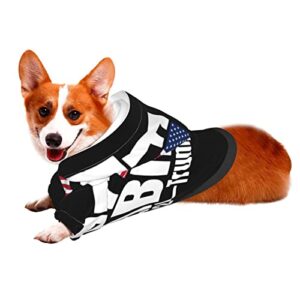 HIFENli Fuck Biden American Flag Trump 2024 Pets Hoodies Dog Apparel Warm Dog Apparel Dog Coat