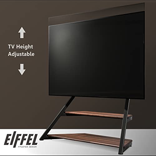 FITUEYES Design Corner Floor TV Stand for 75-100 Inch TV LCD LED Flat Curved TVs Heavy Duty TV Mount with Large Storage Wood Shelf Modern Entertainment Center, Up to 187 lbs, Eiffel Series
