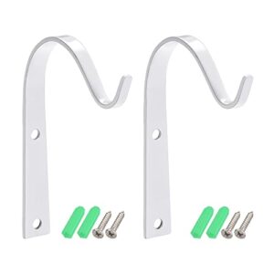 meccanixity iron wall hooks hanging bracket 4 inch indoor outdoor for hanging lanterns plants and lights (white, pack of 2)