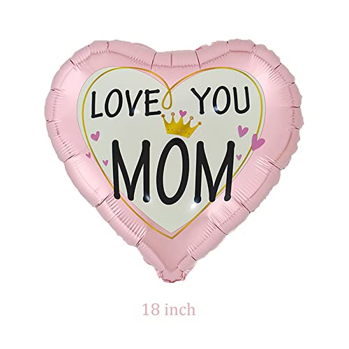 10Pcs Mother's Day Party Balloons Mother's day Party Decorations Foil Pink Heart Balloons for Happy Mother's Day Birthday Party Decorations Supplies