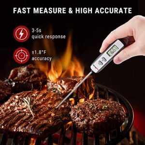 TempPro E16 Digital Meat Thermometer Instant Read Cooking Food Thermometer with Long Probe for BBQ Grill Smoker Oven Deep Fry Candy Kitchen Thermometer, Silver