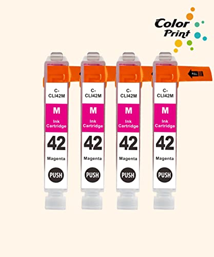 ColorPrint Compatible CLI42 Ink Cartridges Replacement for CLI-42 CLI 42 CLI42M CLI-42M Work with PIXMA Pro-100S Pro-100 Pro100 Pro100S Printer (Magenta,4-Pack)