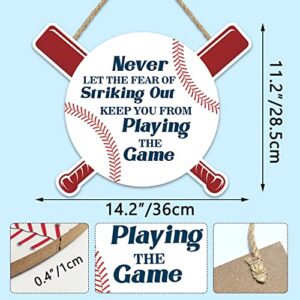 IARTTOP Inspirational Quotes Wood Signs Never Let The Fear of Striking Out Keep You from Playing The Game Wood Sign-36x28.5cm,Retro Baseball Signs Wooden Plaque Hanging Wall Art for Classroom Decor