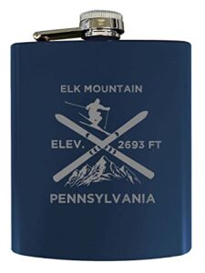elk mountain pennsylvania ski snowboard winter adventures stainless steel 7 oz flask navy