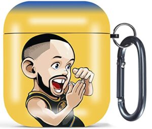 airpods case,onewly basketball cartoon case for airpods with keychain,shockproof case compatible with airpods 2/1 for women and man(curry)