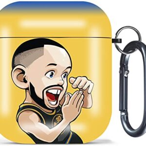 Airpods Case,Onewly Basketball Cartoon Case for Airpods with Keychain,Shockproof Case Compatible with Airpods 2/1 for Women and Man(Curry)