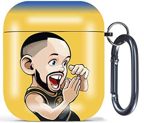 Airpods Case,Onewly Basketball Cartoon Case for Airpods with Keychain,Shockproof Case Compatible with Airpods 2/1 for Women and Man(Curry)