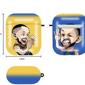 Airpods Case,Onewly Basketball Cartoon Case for Airpods with Keychain,Shockproof Case Compatible with Airpods 2/1 for Women and Man(Curry)