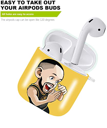 Airpods Case,Onewly Basketball Cartoon Case for Airpods with Keychain,Shockproof Case Compatible with Airpods 2/1 for Women and Man(Curry)