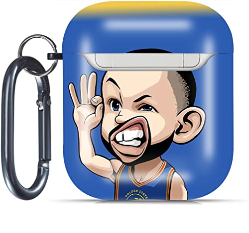 Airpods Case,Onewly Basketball Cartoon Case for Airpods with Keychain,Shockproof Case Compatible with Airpods 2/1 for Women and Man(Curry)