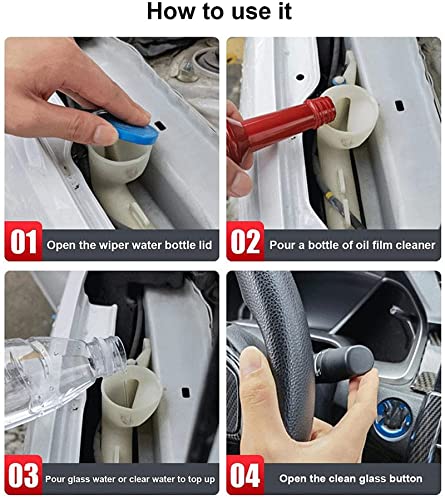 Hehimin Car Windshield Cleaner,Car Windshield Oil Film Cleaner,Glass Stripper Water Spot Remover for Cars,for Eliminates Coatings,Waxes,Polish and Restore Automotive Glass (2Pcs)