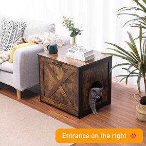 DWANTON Cat Litter Box Furniture Hidden, Cat Litter Box Enclosure, Reversible Entrance Can Be on Left or Right Side, Indoor Cat Box Cabinet, Wooden Cat Washroom, End Table, Nightstand