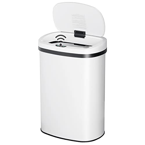 Trash Can 13 Gallon, Automatic Waste Bin Touchless Infrared Motion Sensor, Stainless Steel Base Anti-Fingerprint Mute Designed, Kitchen Garbage Can 50 Liter for Office Bedroom Office Living Room