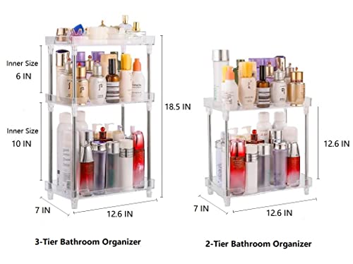 SANTREST Acrylic Organizer Multi-Functional Vanity Tray Corner Shelf for Makeup Cosmetic Shower Racks 2 Tiers