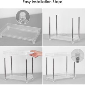 SANTREST Acrylic Organizer Multi-Functional Vanity Tray Corner Shelf for Makeup Cosmetic Shower Racks 2 Tiers