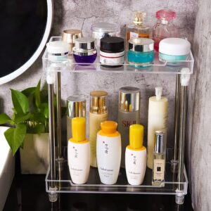 SANTREST Acrylic Organizer Multi-Functional Vanity Tray Corner Shelf for Makeup Cosmetic Shower Racks 2 Tiers