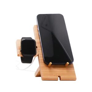 bamboo phone stand for magsafe charger 3 in 1 phone stand, detachable and foldable magnetic connect, for iphone 12 13 pro/max/mini