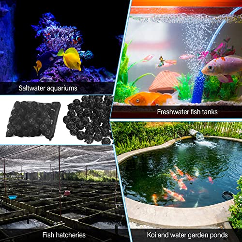 500 Pieces Bio Filter Balls Black Bio Balls for Aquarium Filter Pond Filter 1.02 Inch Internal Bioballs Filter Media with 5 Pieces Aquarium Filter Media Bags Mesh Bags with Zipper for Fish Tank Pond