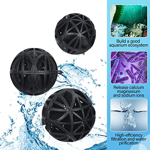 500 Pieces Bio Filter Balls Black Bio Balls for Aquarium Filter Pond Filter 1.02 Inch Internal Bioballs Filter Media with 5 Pieces Aquarium Filter Media Bags Mesh Bags with Zipper for Fish Tank Pond