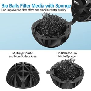 500 Pieces Bio Filter Balls Black Bio Balls for Aquarium Filter Pond Filter 1.02 Inch Internal Bioballs Filter Media with 5 Pieces Aquarium Filter Media Bags Mesh Bags with Zipper for Fish Tank Pond