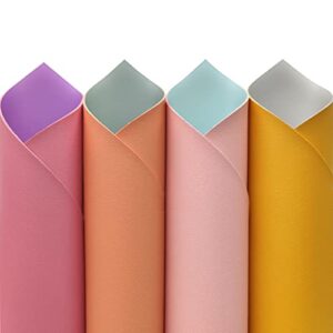 4 pcs bright color double sided faux leather sheets two-color thick synthetic pu leather for wristlets keychains making diy projects 8"x12" (21cmx30cm)