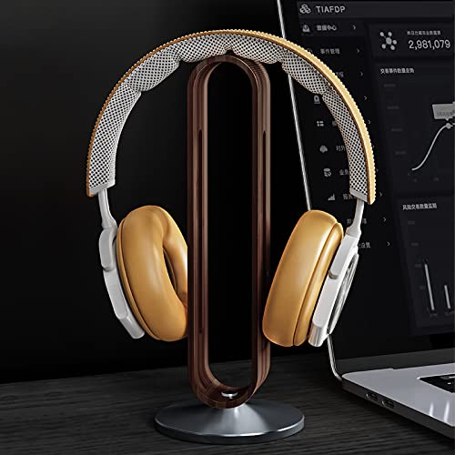 SIKAI CASE Bamboo Headphones Stand Holder,U-Shaped Arc Design,Aluminum Alloy Non-Slip Base,Wood Headphone Stand for Desk Compatible with On-Ear Headphones for Study/Bedroom/Office(Grey)