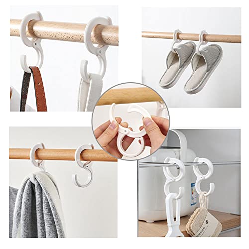 6pcs Plastic Multi-Purpose Rack Hooks S Hanging Hooks Hangers Organizer Clip Hook Table Edge Hook Cross Bar Hook Windproof Hook for Household Wardrobe Kitchen Portable Hook （White)