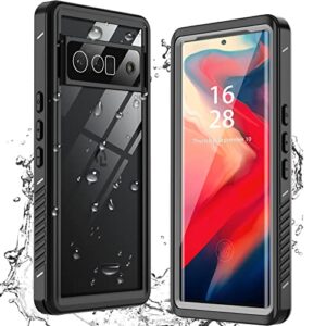 antshare designed google pixel 6 pro case,waterproof shockproof clear protective case with built-in screen protector,full body case slim cover for pixel 6 pro 6.7 inches(black/clear)