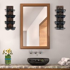 Set of 2 Rustic Mounted Sunglasses Storage Organizer Wood Eyeglasses Holder Sunglass Rack Eyeglasses Display Rack with Metal Hooks Glasses Wall Decor Hanging Jewelry Organizers for Home Decor