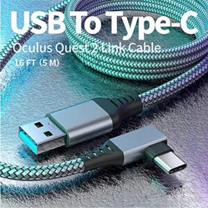 Smasener 16 FT Link Cable for Oculus/Meta Quest 2/1 and PC/Steam VR, Braided USB 3.2 A to C Compatible for Oculus Quest 2 Link Cable, High Speed PC Data Transfer, Fast Charging for VR Headset(Grey)