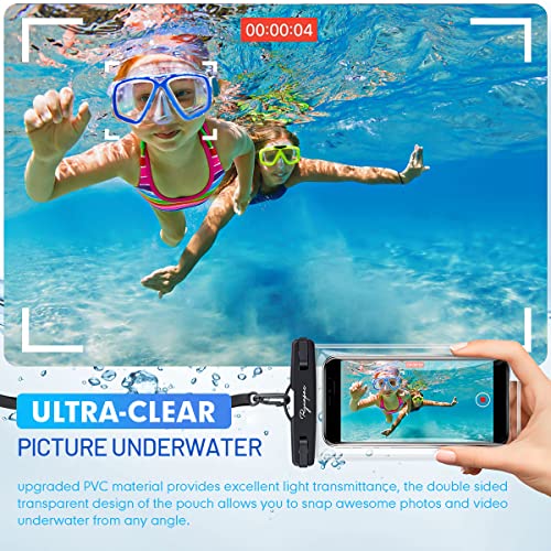 Rynapac Waterproof Phone Pouch - 7.5in Universal Water Proof Cell Phone Case for Beach Travel Must Haves, Cruise Essentials Waterproof Phone Bag with Lanyard for iPhone 15 Pro Max Galaxy S23 Pixel 7a