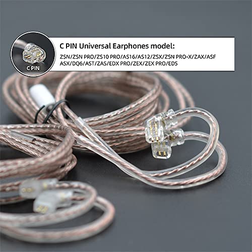 FAAEAL KZ ZSN PRO Earphone Upgraded Cable 2 Pin 0.75mm OFC Replacement Detachable Cable 3.5mm Gold-Plated Replacement Headsets Wire for KZ EDX ZEX ZS10 PRO ZAS Zax DQ6 Headphones(No Mic, C Pin)