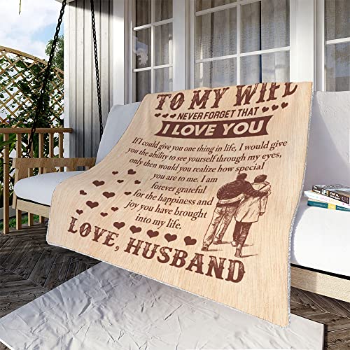 Personalized To My Wife Throw Blanket, Gift To My Wife Blanket From Husband, Never Forget That I Love You, Love Letter Blanket, Customized Name, Custom Blanket for Valentine’s Day, Anniversary