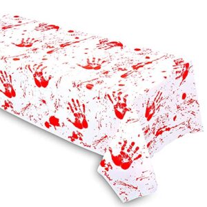 grabo 4pcs halloween decorations - bloody zombie table cover, scary tablecloth |102 ×51in| for halloween party supplies decoration, horror halloween birthday party