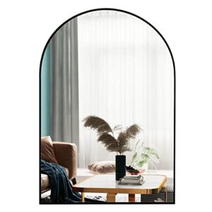 qdssdeco arched mirror black vanity wall mirrors with aluminum frame for bathroom, living room, entryway, 24"x36"