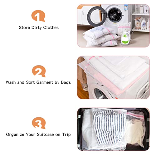 Mesh Laundry Bags,Wayzton Delicates Laundry Bags for Lingerie and Underwear with Durable Zipper, Mesh Wash Bags for Clothing Washing, Travel Storage Bags 4 PCS