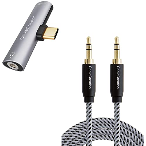 Bundle – 2 Items:USB C to 3.5mm Headphone Adapter and 3.5mm Aux Cable