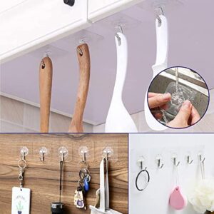 WeiMoShangMao Adhesive Hook Transparent Waterproof Rustproof Wall Hook Hanging Heavy Duty Stainless Steel Reusable Utility Hook Kitchen Bathroom Ceiling Office Window Waterproof Home Essentials