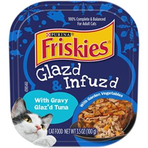 friskies purina gravy wet cat food, glaz’d & infuz’d with gravy glaz’d tuna - (12) 3.5 oz. trays