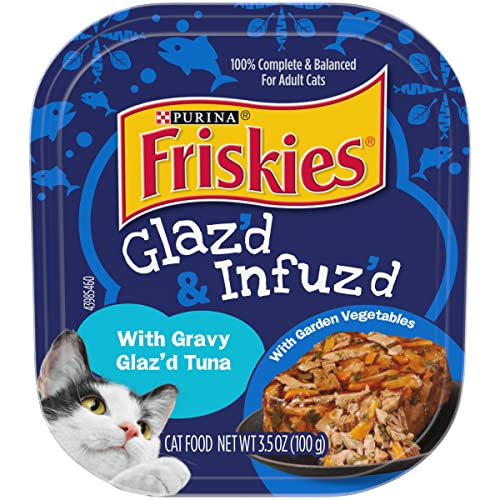 Friskies Purina Gravy Wet Cat Food, Glaz’d & Infuz’d with Gravy Glaz’d Tuna - (12) 3.5 oz. Trays