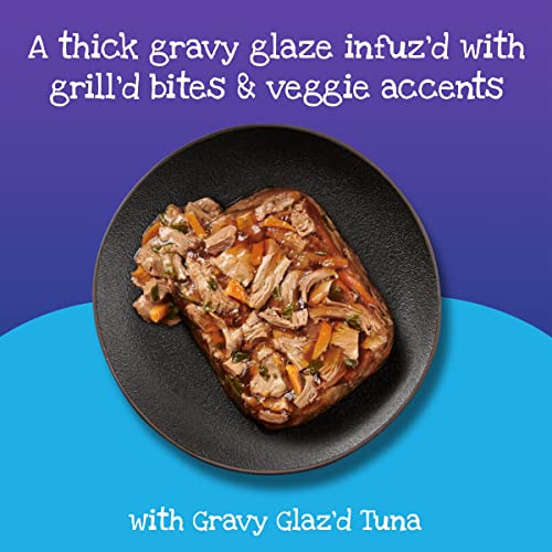 Friskies Purina Gravy Wet Cat Food, Glaz’d & Infuz’d with Gravy Glaz’d Tuna - (12) 3.5 oz. Trays